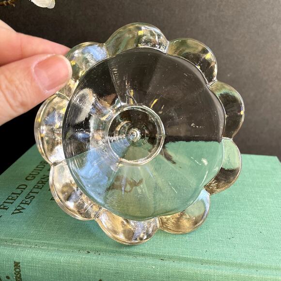 Vintage Clear Glass Scalloped Candlestick Candle Holder Taper - Picture 4 of 7